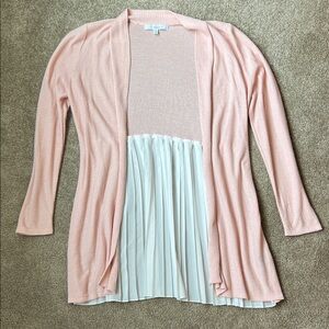 Fever Soft Pink Cardigan with White Pleated Accent
